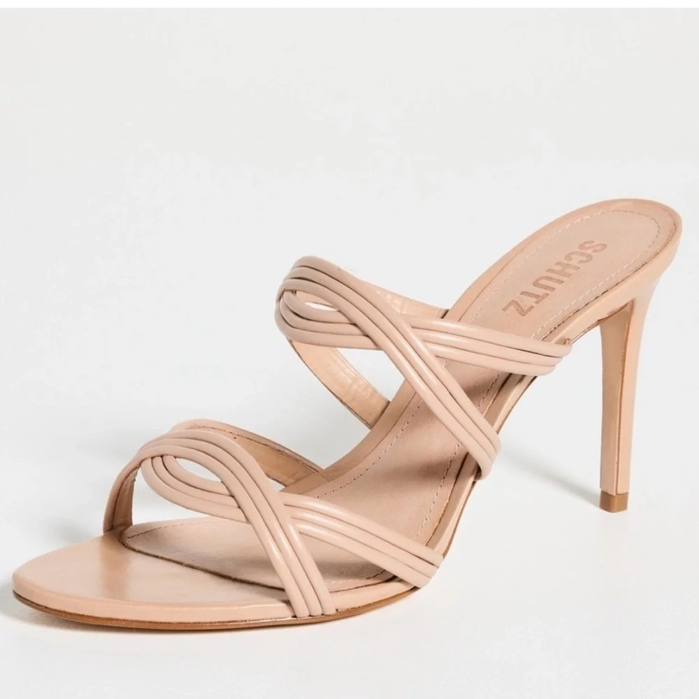 Schutz True Beige Brynn Casual Leather Sandal - Size 8.5
